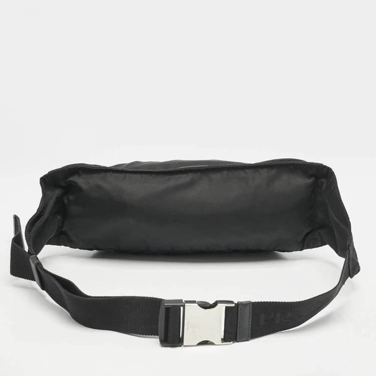 Pre Owned Prada Black Nylon Double Zip Belt Bag