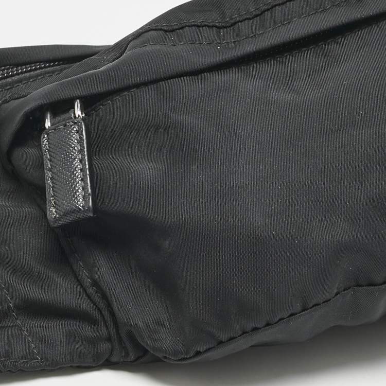 Pre Owned Prada Black Nylon Double Zip Belt Bag