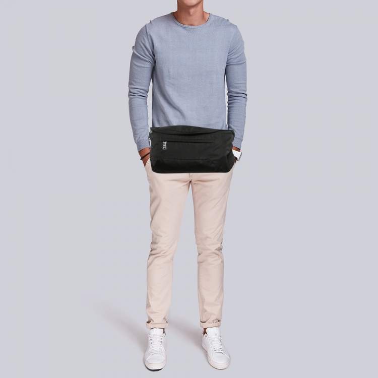 Pre Owned Prada Black Nylon Oversized Fanny Pack Bag