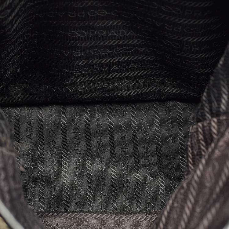 Pre Owned Prada Black Leather and Nylon Pocket Flap Messenger Bag