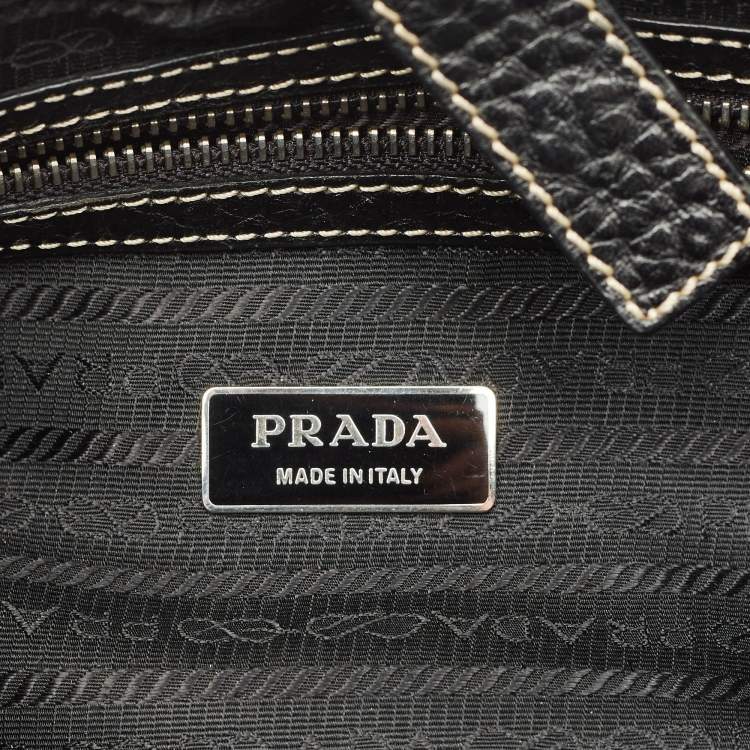Pre Owned Prada Black Leather and Nylon Pocket Flap Messenger Bag