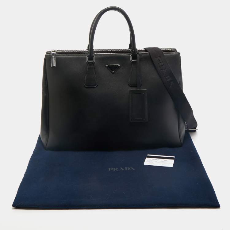 Pre Owned Prada Black Saffiano Lux Leather Galleria Tote