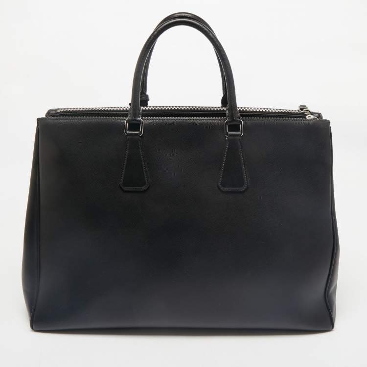 Pre Owned Prada Black Saffiano Lux Leather Galleria Tote