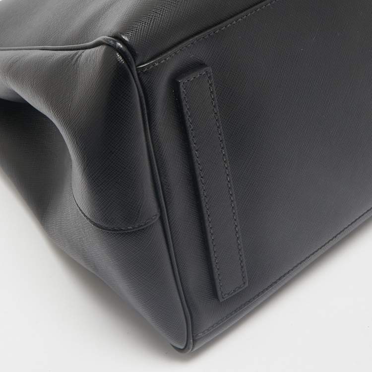 Pre Owned Prada Black Saffiano Lux Leather Galleria Tote