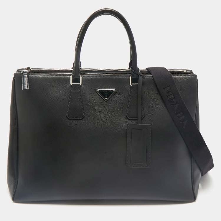 Pre Owned Prada Black Saffiano Lux Leather Galleria Tote