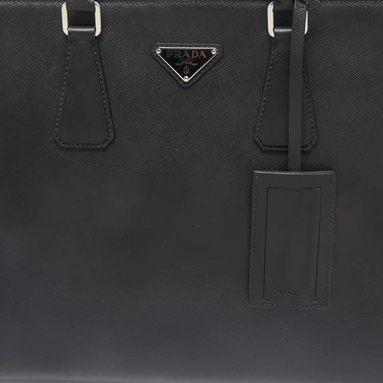 Pre Owned Prada Black Saffiano Lux Leather Galleria Tote