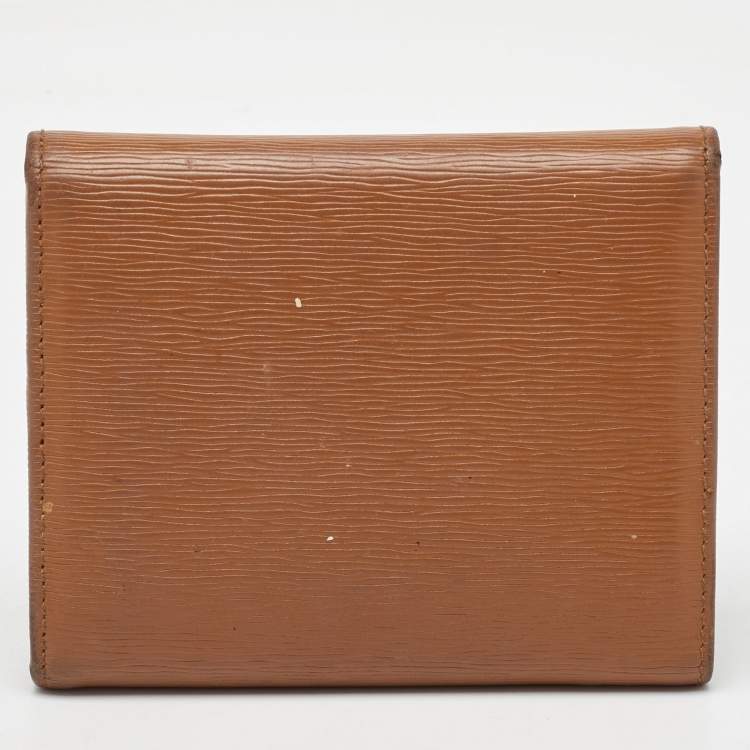 Pre Owned Prada Tan Vittello Move Leather Trifold Wallet
