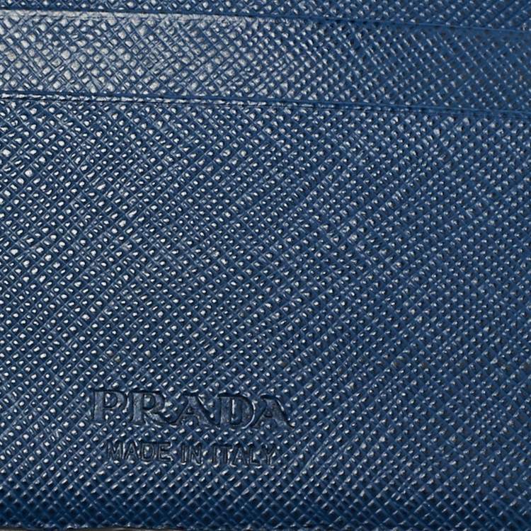Pre Owned Prada Black Saffiano Metal Leather Logo Bifold Wallet