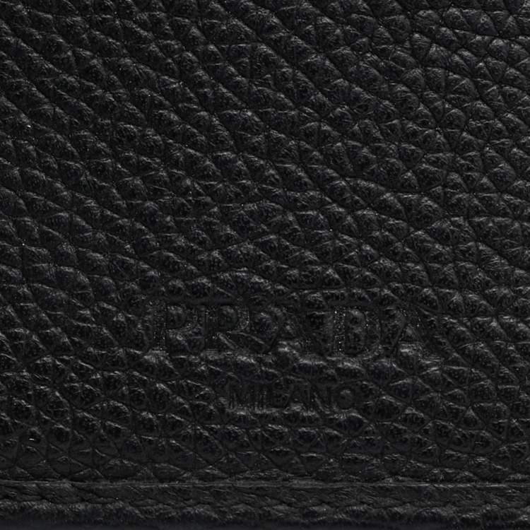 Pre Owned Prada Black Vitello Daino Leather Bifold Wallet