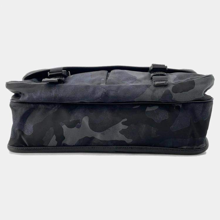 Pre Owned Prada Navy/Black Nylon and Leather Messenger Bag