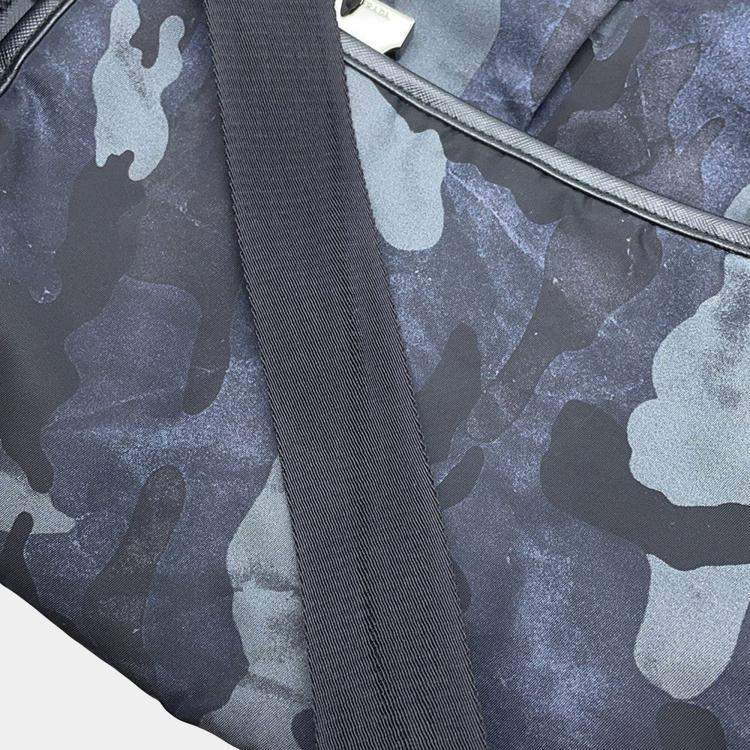 Pre Owned Prada Navy/Black Nylon and Leather Messenger Bag