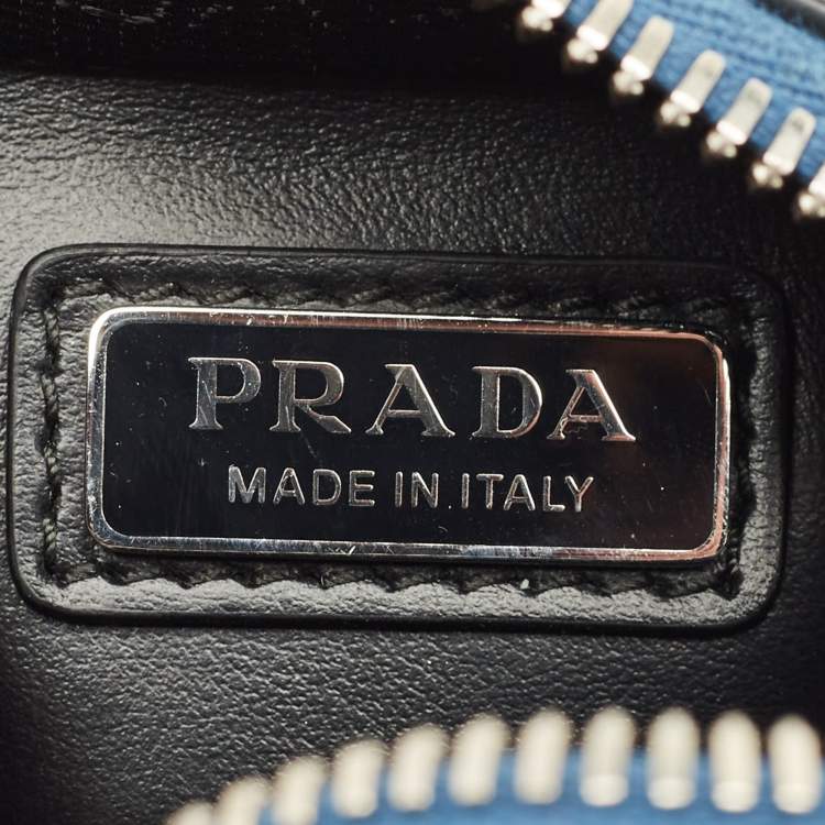 Pre Owned Prada Blue Saffiano Lux Leather Brique Sling Bag