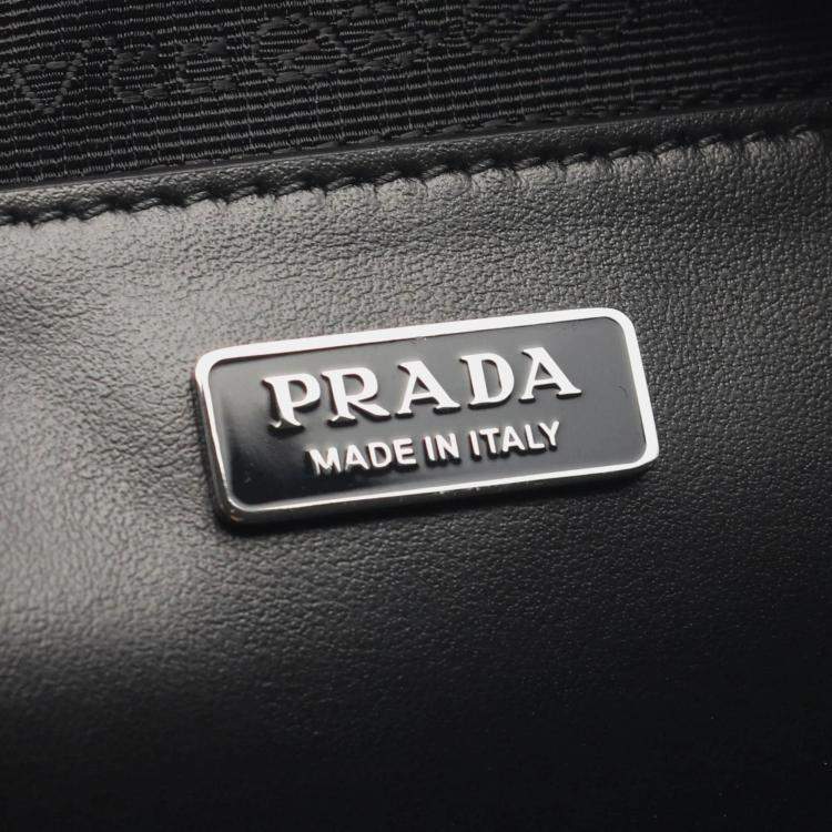 Pre Owned Prada Tessuto Black Nylon Saffiano Leather Shoulder Bag