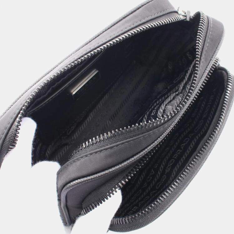 Pre Owned Prada Tessuto Black Nylon Saffiano Leather Shoulder Bag