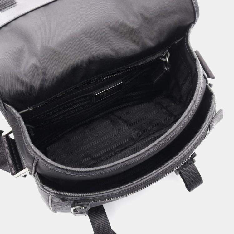 Pre Owned Prada Tessuto Black Re-Nylon Saffiano Leather Bag