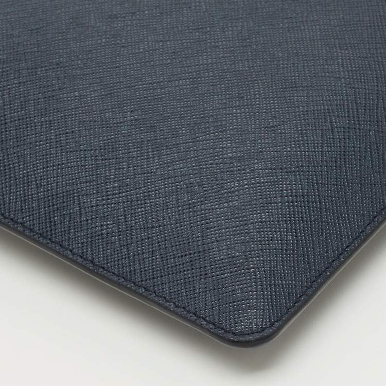 Pre Owned Prada Navy Blue Saffiano Leather Flat Zip Pouch