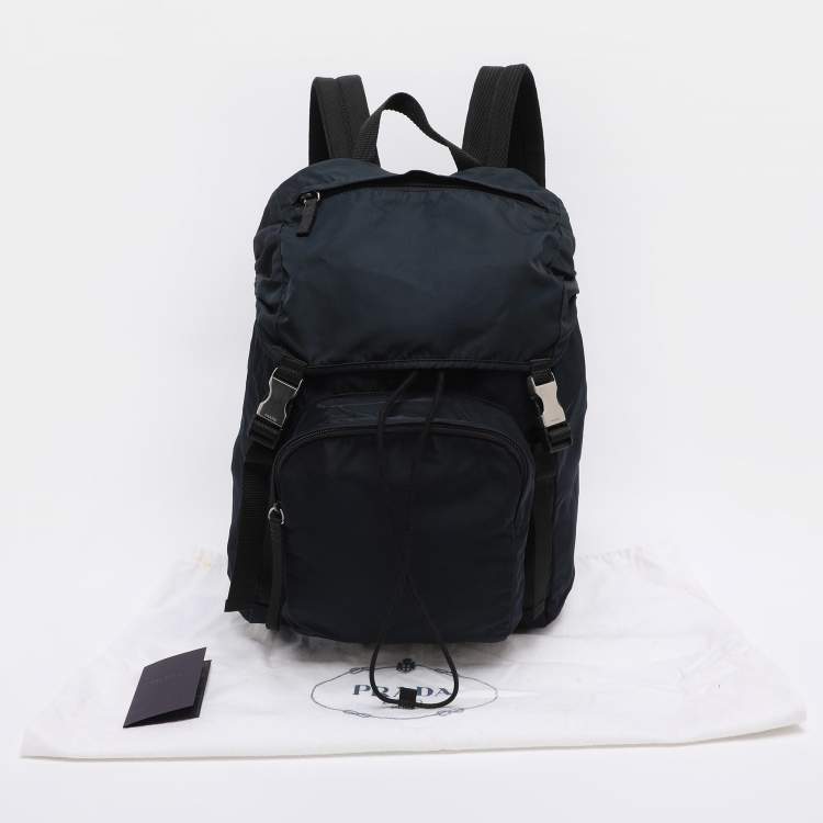 Pre Owned Prada Navy Blue Nylon Drawstring Backpack