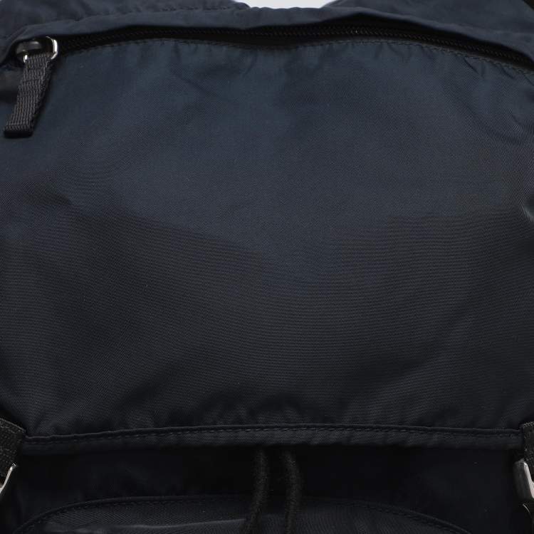 Pre Owned Prada Navy Blue Nylon Drawstring Backpack