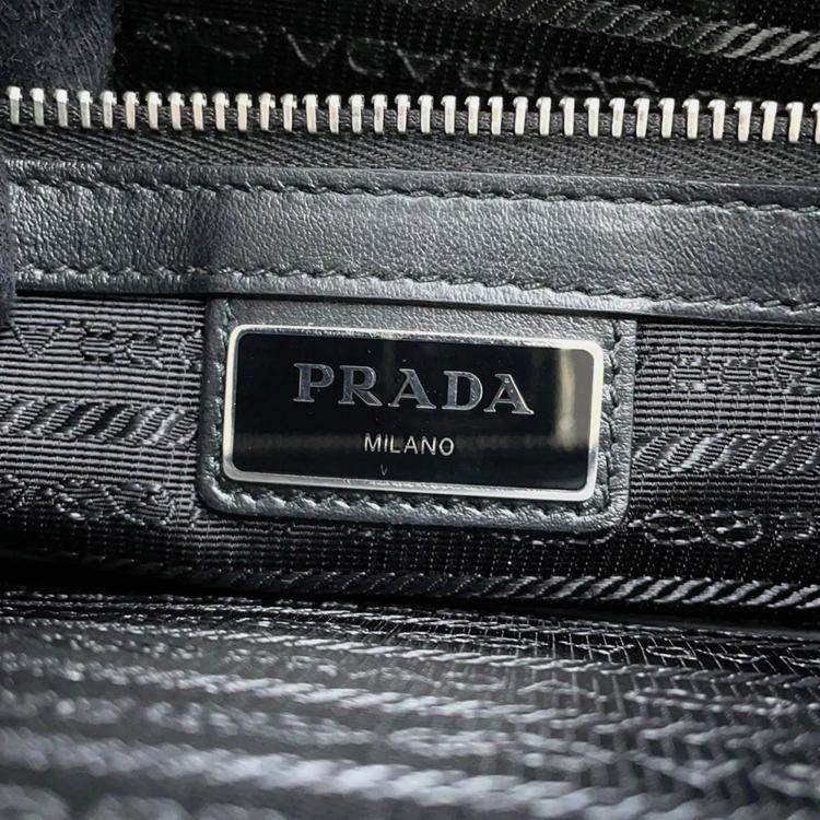 Pre Owned Prada 2Way Business Bag Black Brushedleather