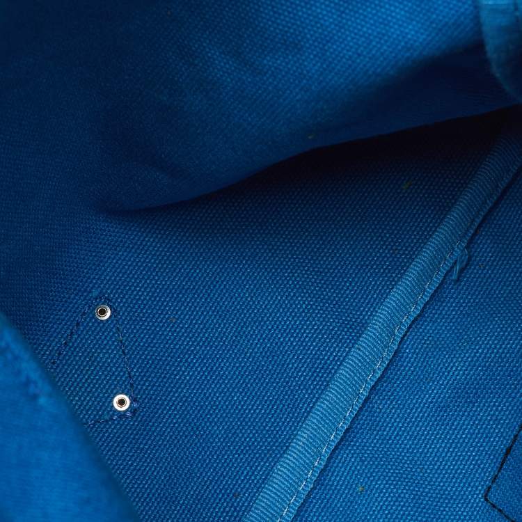 Pre Owned Prada Blue Canvas Canapa VZ Initial Drawstring Convertible Bag