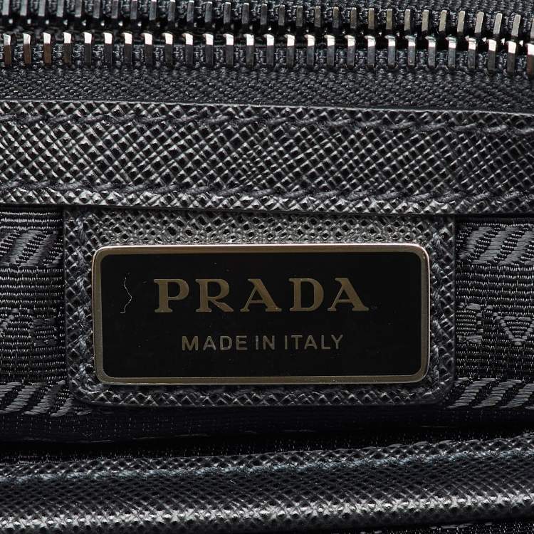 Pre Owned Prada Black Re-Nylon and Saffiano Leather Briefcase