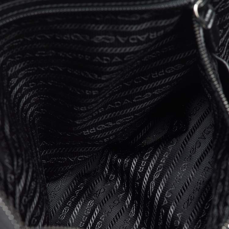 Pre Owned Prada Black Re-Nylon and Saffiano Leather Briefcase