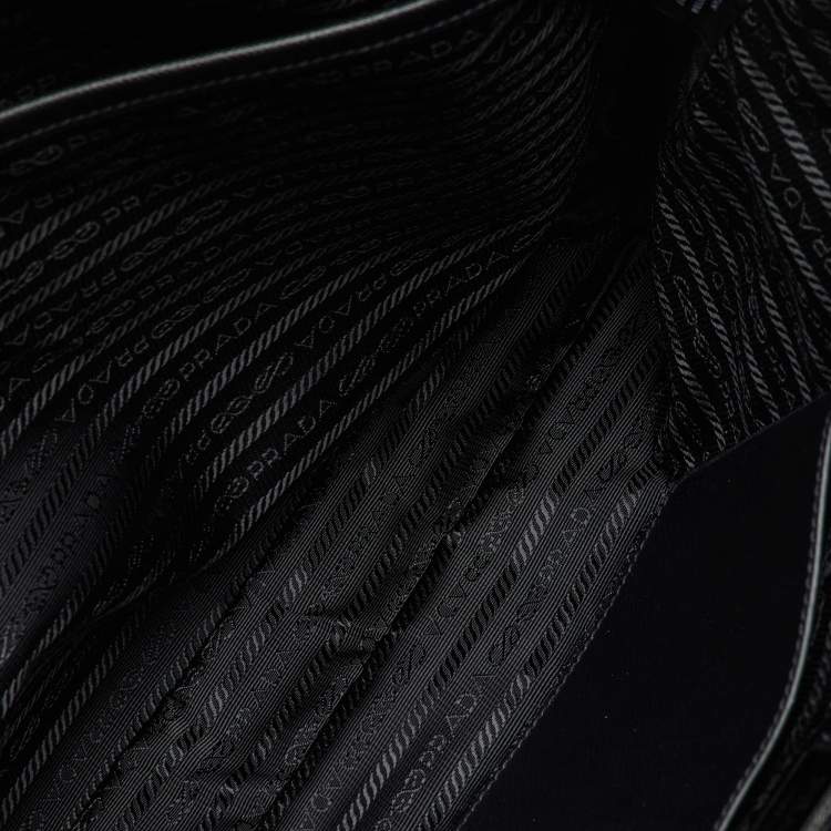 Pre Owned Prada Black Re-Nylon and Saffiano Leather Briefcase