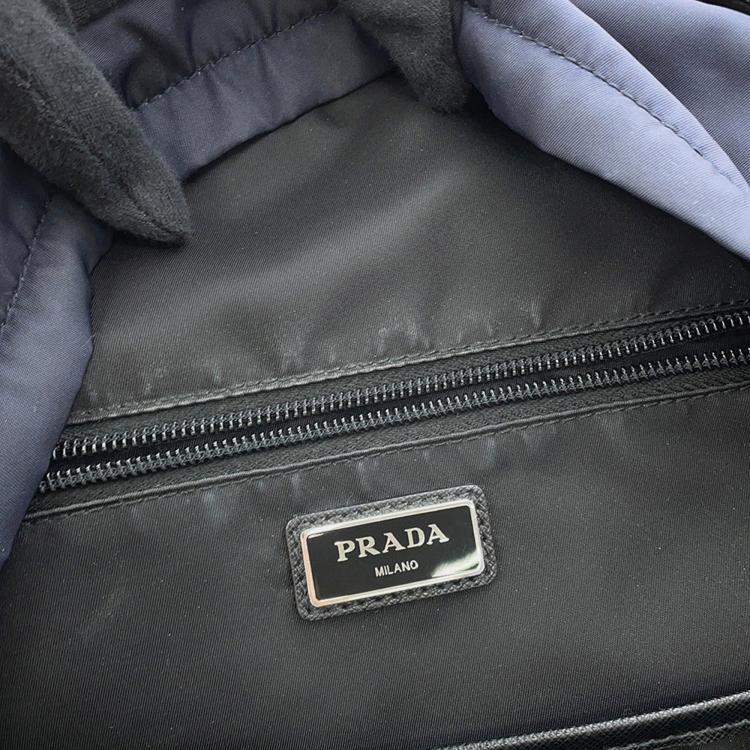 Pre Owned Prada Re-Nylon Navy Nylon Leather Backpack