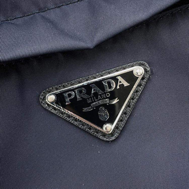 Pre Owned Prada Re-Nylon Navy Nylon Leather Backpack