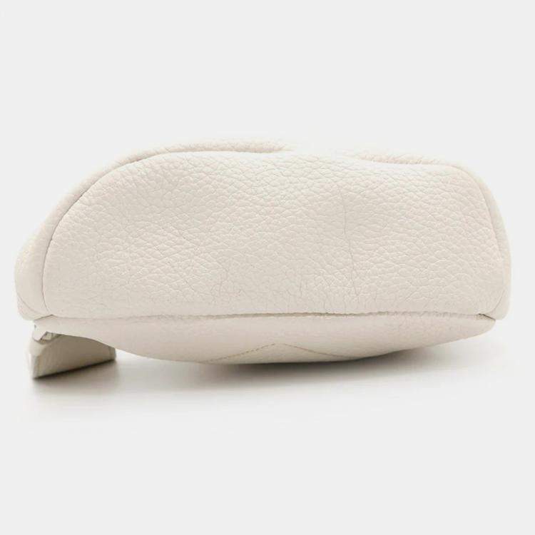 Pre Owned Prada Triangle Logo White Leather Crossbody Bag