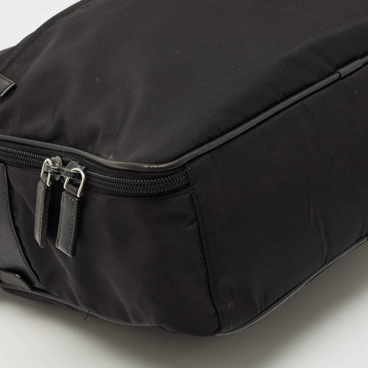 Pre Owned Prada Black Nylon and Saffiano Leather Briefcase