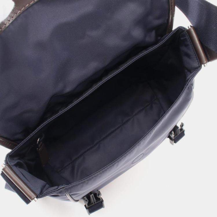 Pre Owned Prada Tessuto Camoscio Navy/Brown Nylon Leather Suede Shoulder Bag