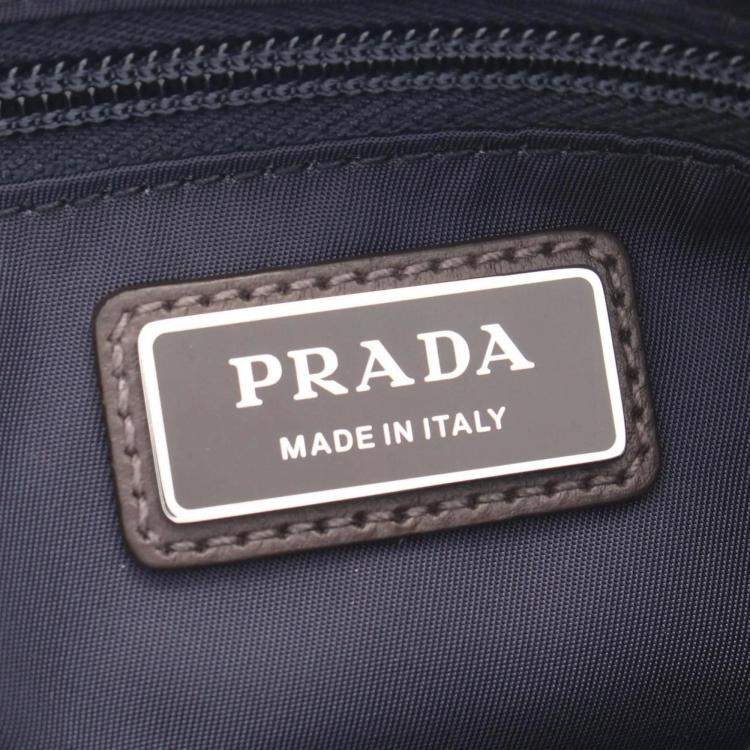 Pre Owned Prada Tessuto Camoscio Navy/Brown Nylon Leather Suede Shoulder Bag