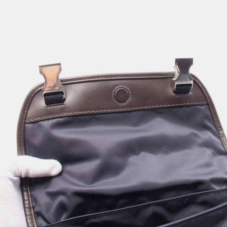 Pre Owned Prada Tessuto Camoscio Navy/Brown Nylon Leather Suede Shoulder Bag