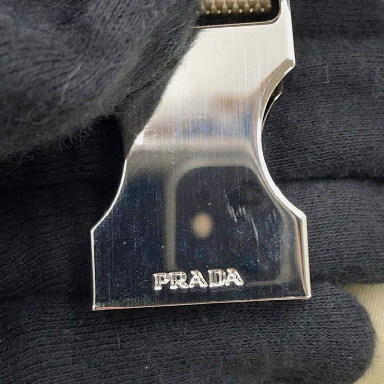 Pre Owned Prada Re-Nylon x Saffiano Beige Nylon Leather Shoulder Bag