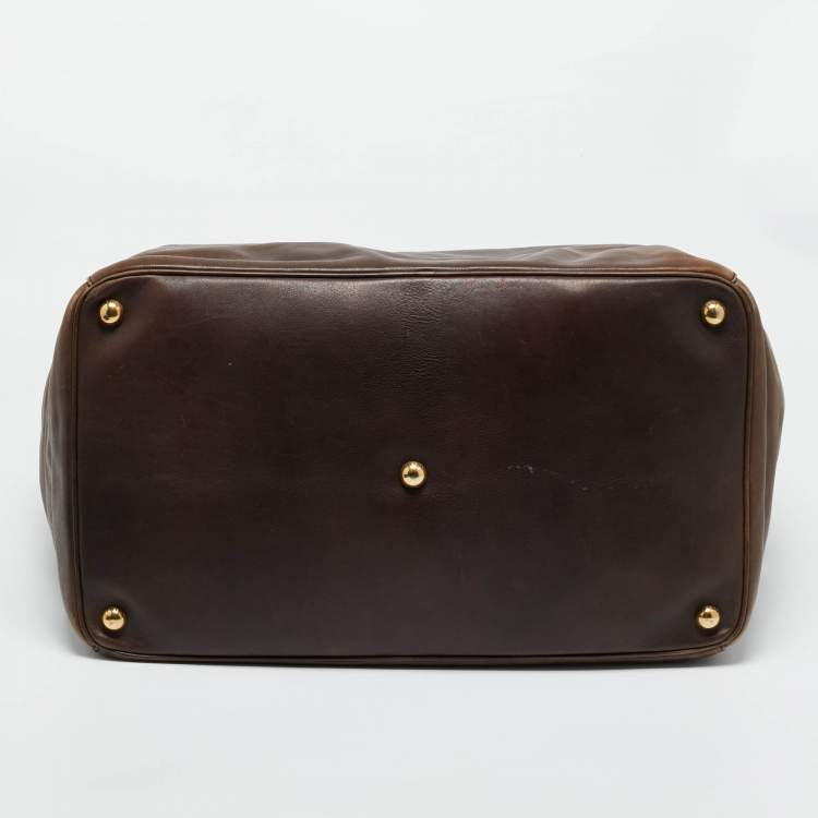 Pre Owned Prada Brown Leather Weekender