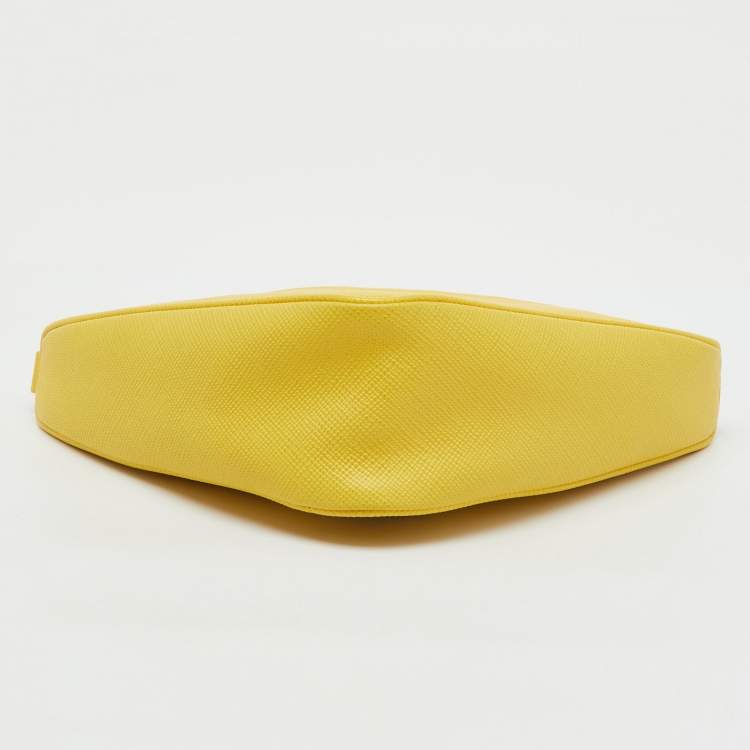 Pre Owned Prada Yellow Leather Triangle Logo Pouch