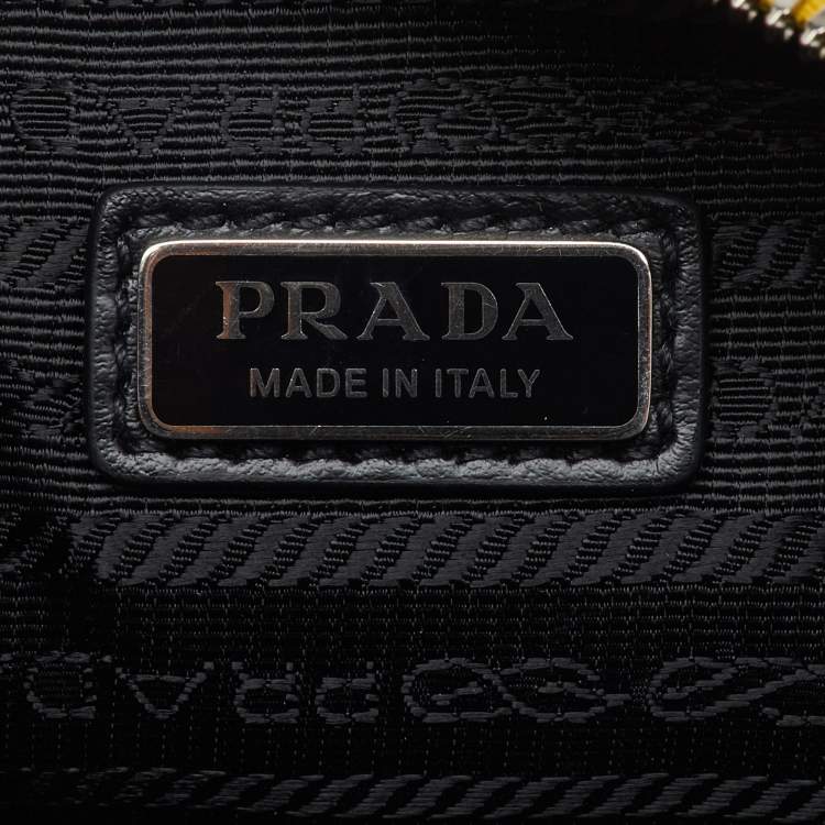 Pre Owned Prada Yellow Leather Triangle Logo Pouch