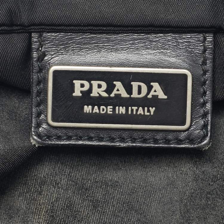 Pre Owned حقيبة مسنجر برادا نايلون بشعار أسود بسحاب فلات