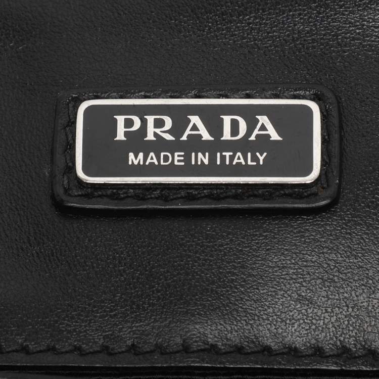 Pre Owned Prada Navy Blue Saffiano Leather Wristlet Pouch