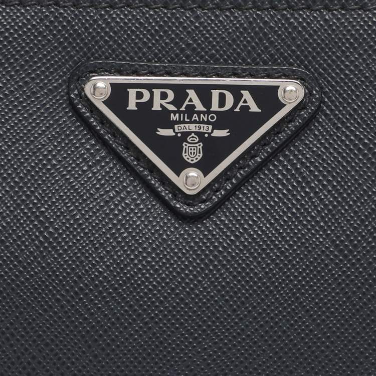 Pre Owned Prada Navy Blue Saffiano Leather Wristlet Pouch