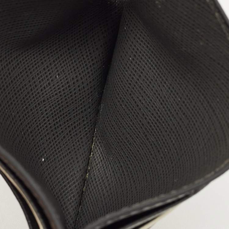 Pre Owned Prada Black/White Saffiano Metal Leather Logo Card Holder