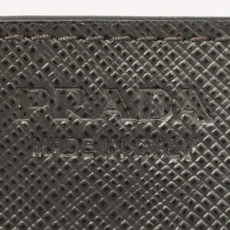 Pre Owned Prada Black/White Saffiano Metal Leather Logo Card Holder