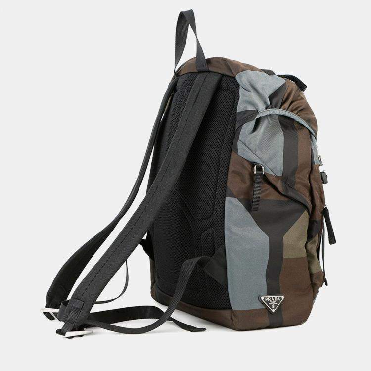 Pre Owned Prada Backpack Khaki/Multicolor Nylon