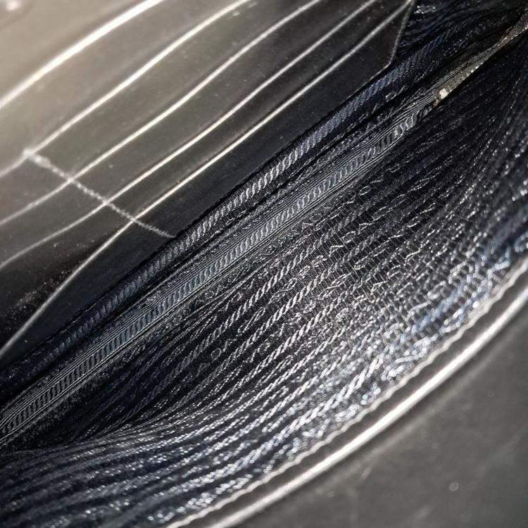 Pre Owned Prada Black Leather Saffiano Clutch