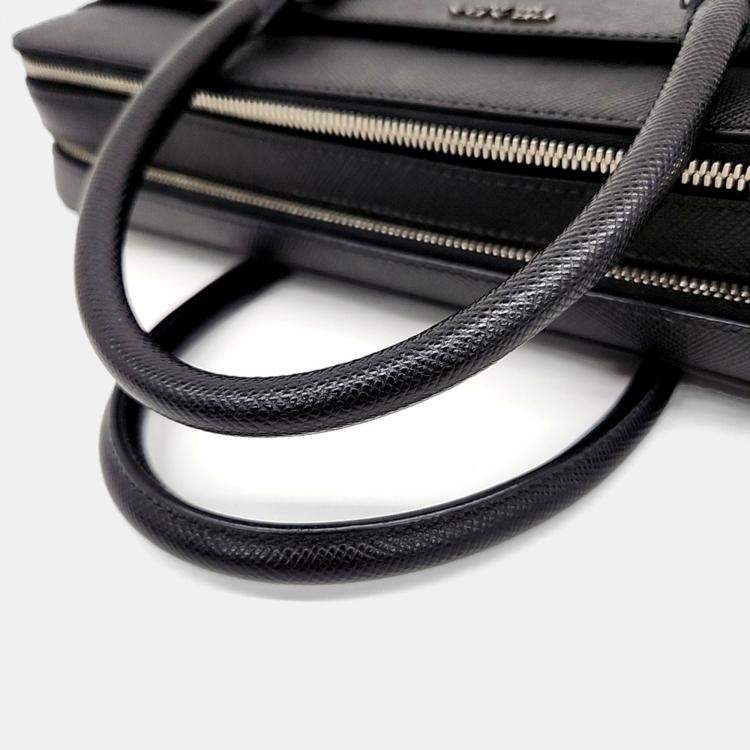 Pre Owned Prada Black Leather Saffiano Briefcase