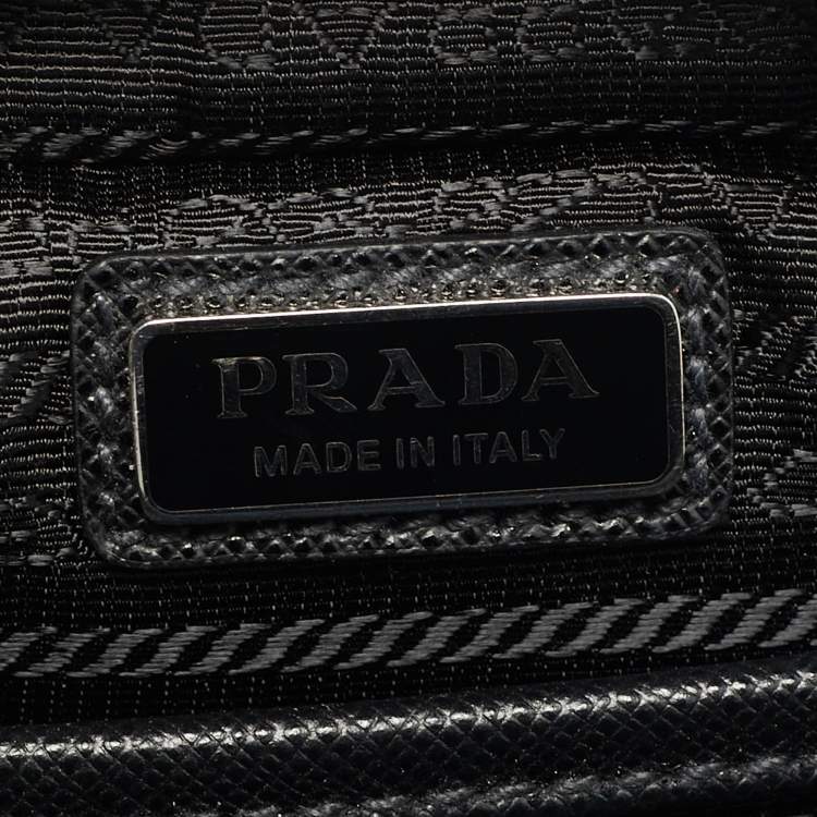 Pre Owned Prada Black Saffiano Lux Leather and Re-Nylon Brique Crossbody Bag