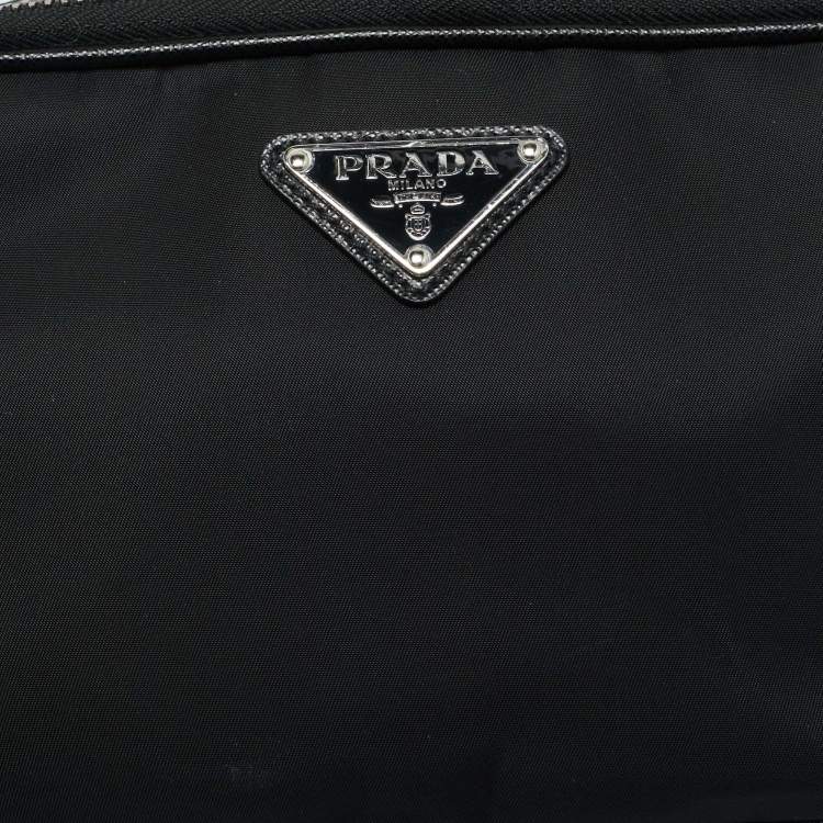 Pre Owned Prada Black Saffiano Lux Leather and Re-Nylon Brique Crossbody Bag