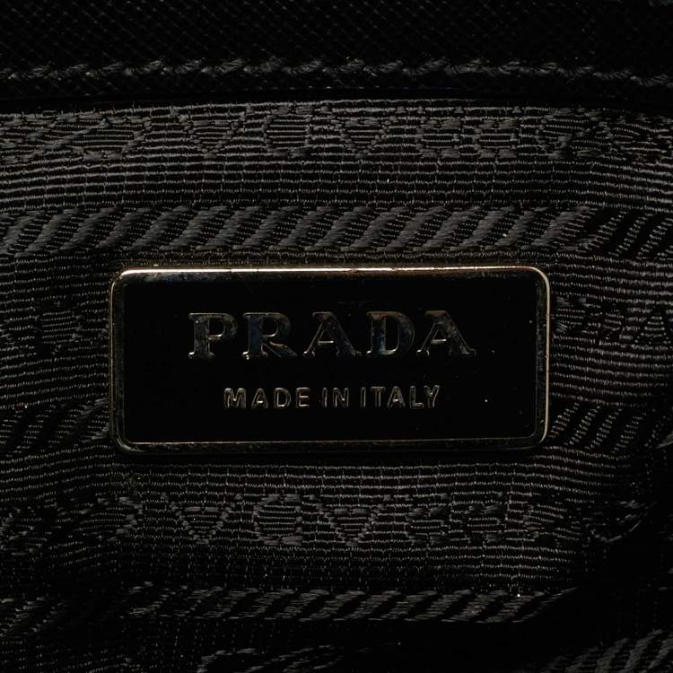 Pre Owned Prada Black Saffiano Lux Leather and Nylon Laptop Briefcase Bag