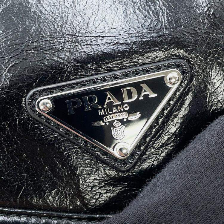 Pre Owned Prada Crossbody Bag Black Calf Leather